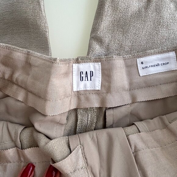 Gap Women Shiny Beige Trousers - Size 6 - New With Tags - Picture 4 of 8
